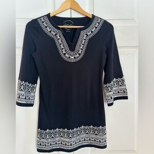 INC International Concepts Women's Black Embroidered Top